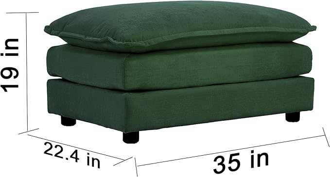mikibama Chenille Upholstered Couches Ottoman for Modular Sectional Sofa Evergreen
