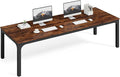 LITTLE TREE Two Person Desk 78.7 Inches Extra Long Computer Desk Wooden Large Office Desks with Strong Metal Legs Double Desk for 2 People Writing Study Table for Home Office Brown &amp Black