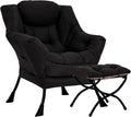 Lazy Chair with Ottoman Large Black Accent Chair with Ottoman Comfy Reading Armchair Leisure Sofa Chair for Living Room Bedroom Dorm Room Office