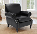 Accent Chair22.4 Seat Depth Armchair with Roll Arms36.6W*34.3D*34.6H Living Room ChairWood LegsSet of 1Faux Leather in Black