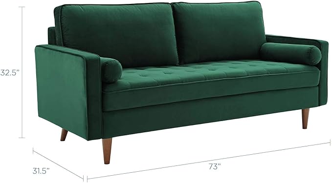 Modway EEI-3764-GRN Valour Performance Velvet Sofa Green