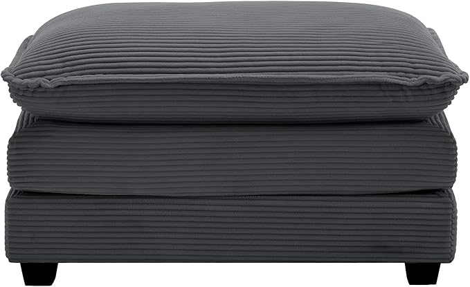 mikibama Corduroy Upholstered Couches Ottoman for Modular Sectional Sofa Grey