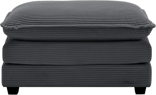 mikibama Corduroy Upholstered Couches Ottoman for Modular Sectional Sofa Grey