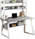 Computer Desk with Hutch and BookshelfHome Office Desk Study Writing Desk for Small SpaceWood Pc Table with Storage Shelves Modern Gaming Desk(39 inch Gray)