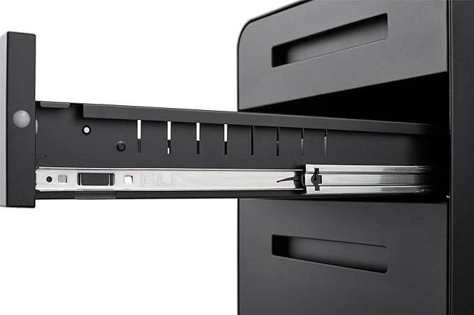 3 Drawer Mobile File Cabinet Under Desk Office Versatile Storage Cabinet for Legal/Letter/A4 Files 5 Wheel Design Anti-Tilting Cold Rolled Steel Lockable with Removable Pencil Tray (Black)