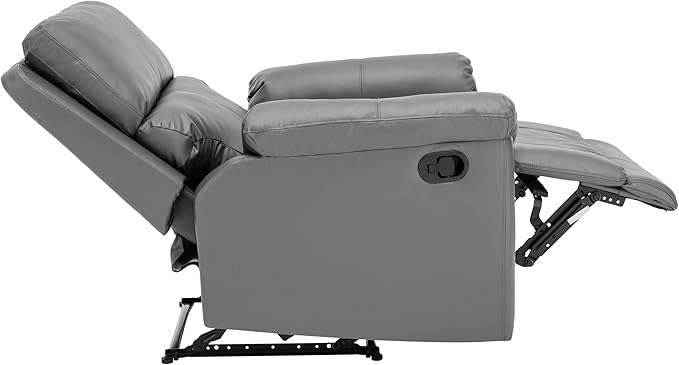 MINCETA Recliner ChairsModern 5 Wall Hugger Nursery Recliner with Overstuffed Arm and Back for Living RoomSet of 2PU Leather in Gray