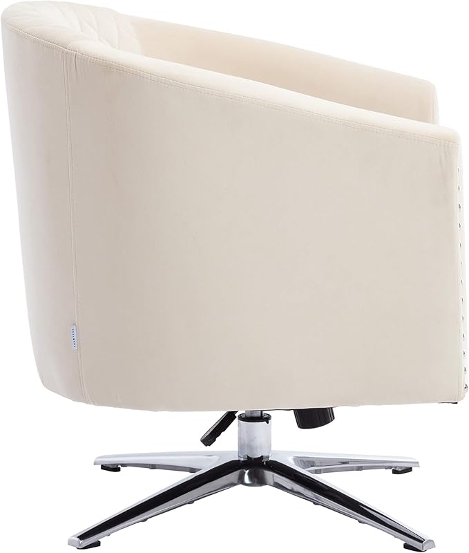 Swivel Barrel Chair Living Room Chair with Nailheads and Metal Base