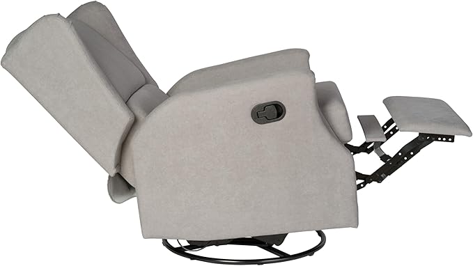 Flash Furniture Omma Swivel Glider Rocking Recliner Manual Wingback Recliner with 360 Degree Swivel for Living Room Bedroom or Nursery Upholstered Light Gray