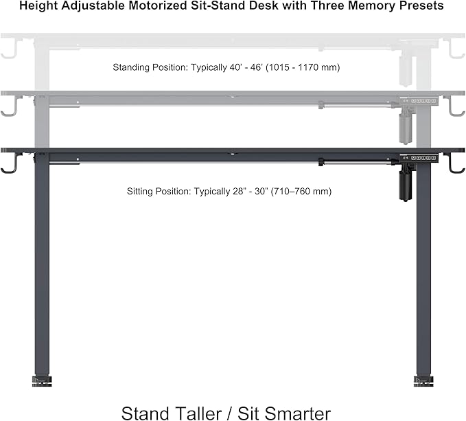 NSY Audio Electric Standing Desk 55x24 Inches - Height Adjustable Whisper Quiet Motor Walnut Top &amp Black Frame for Home Office Gaming Focused Work Black