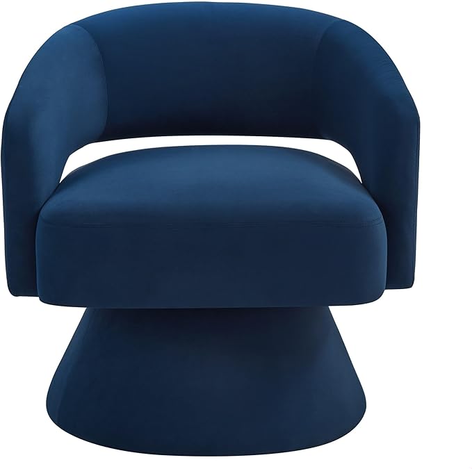 GDFStudio Swivel Barrel Chair Accent Arm Chair for Living Room Upholstered Velvet Round Reading Armchair Modern 360 Degree Comfy Swivel Chair with Open Backrest for Bedroom Office Navy Blue