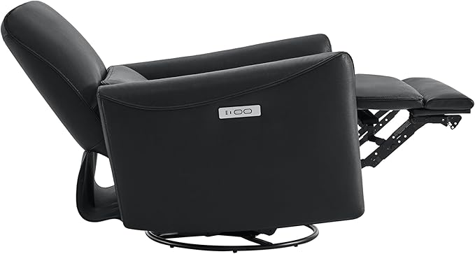 CHITA Power Recliner Chair Swivel Glider FSC Certified Upholstered Faux Leather Living Room Nursery Reclining Sofa Chair with Lumbar Support Black