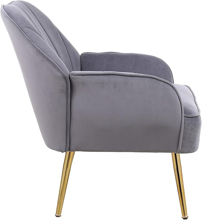 Modern Mid Century Chair Velvet Sherpa Armchair for Living Room Bedroom Office Easy Assemble