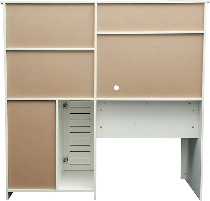 Home Office Computer Desk with Hutch Antiqued White Finish
