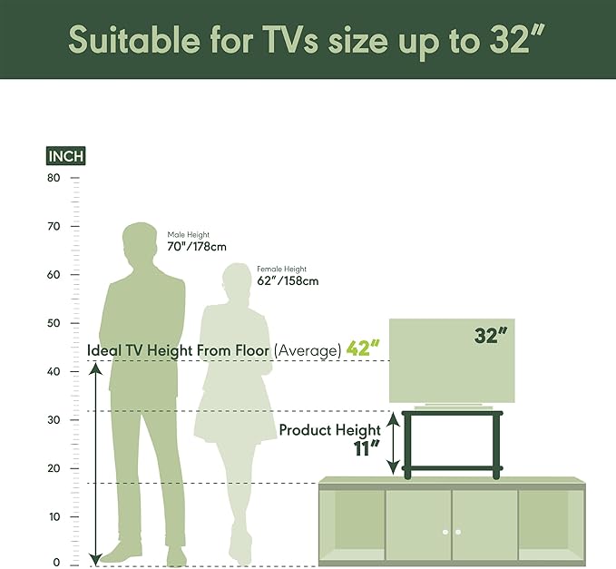 Furinno TURN-N-TUBE TV Riser Stand 2-Tier Small Elevated No Tools TV Stand TV Console for TV up to 32 inch 15.8 x 23.8 x 11 for Living Room Bedroom Oak Grey