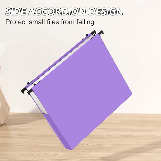 Plastic Extra Capacity Hanging File Folder Letter Size12 Pack Reinforced Purple Hanging Folders ExpandableHeavy Duty Folders 2 Inch ExpansionHanging File Organizer Designed for Bulky Files