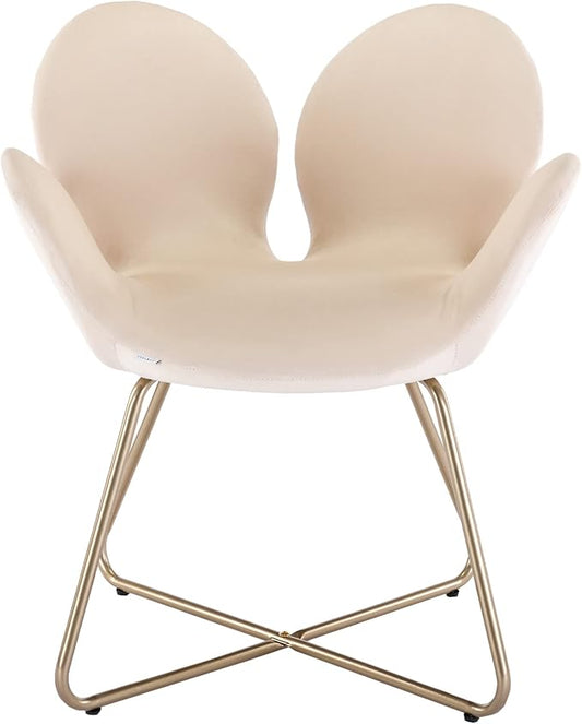 Modern Velvet Accent Chair Comfy Cute Upholstered Vanity Desk Chair wMetal Legs Soft CushionArmchair for Living Room 2PCSet