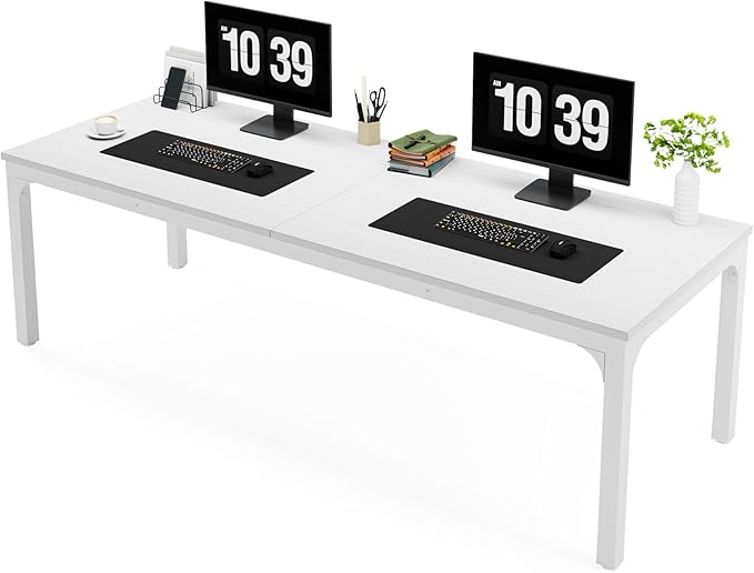 Tribesigns 2-Person Home Office Desk 78.7 Extra Long Computer Desk Double Workstation for Home Office Work Desk for Two People (White)