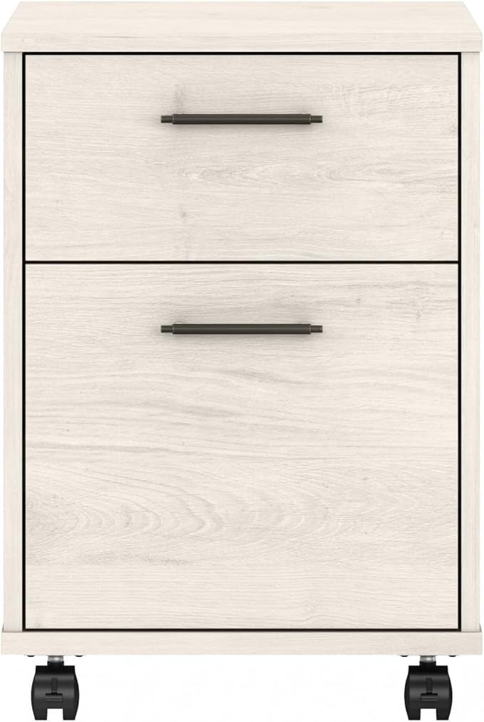 Bush Furniture Key West 2 Drawer Rolling File Cabinet in Linen White Oak Mobile Organization for Home Office Small Under Desk Storage on Wheels