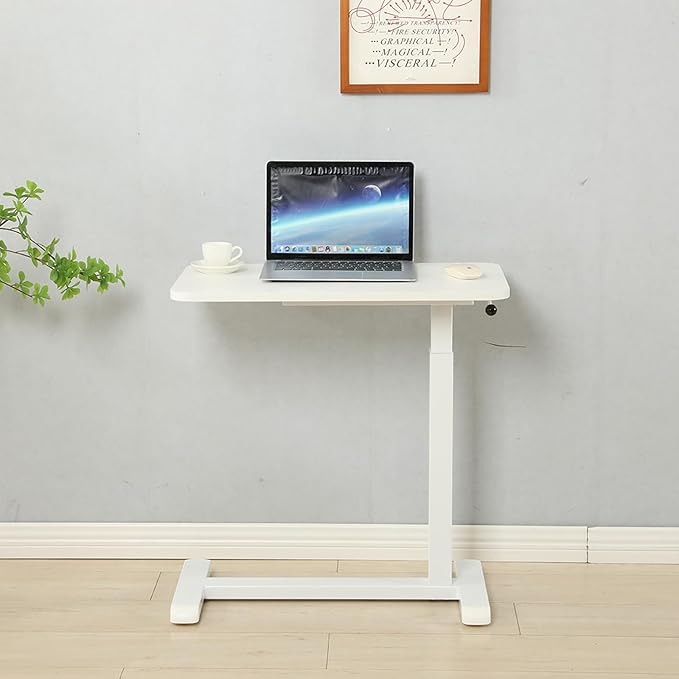 Height-Adjustable Mobile Standing Desk 30 Rolling Laptop Table with Gas Spring Riser &amp Wheels Ideal for Offices Home Medical or School Use Circular Table Leg Design for Smooth Rolling