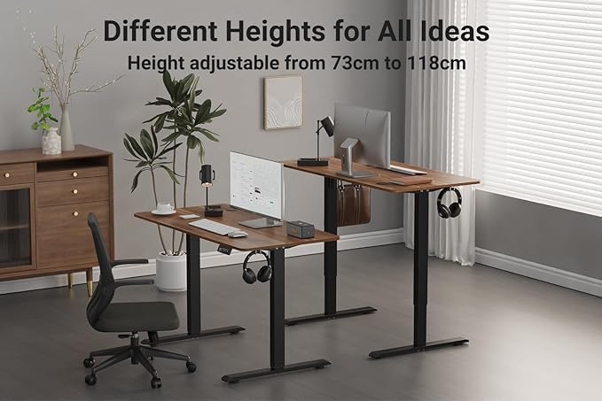 Standing Desk Height Adjustable Electric Desk 47.2 x 23.6 Inches Sit Stand up Desk Computer Home Office Desk Memory Preset with Two-Piece Desktop (Dark Walnut Look 48 x 24 Inches)