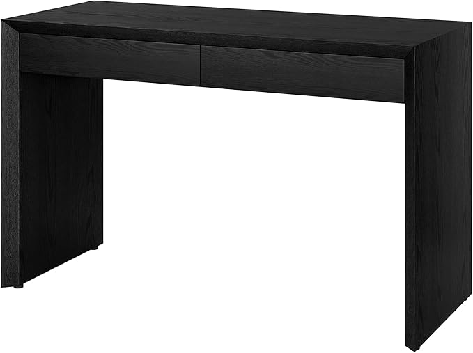 Henn&ampHart 48 Modern Rectangular Wooden Home Office Desk Computer Desk Writing Table with 2 Storage Drawers for Home Office Natural Black