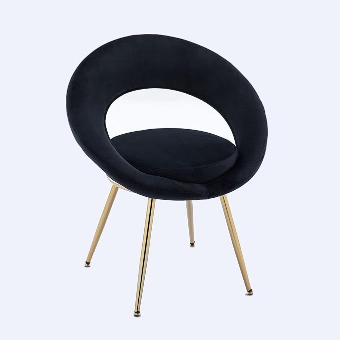 Black Velvet Modern AccentConversation Lounge Chair with Gold Plated Legs Unique AppearanceSuitable for Office Lounge Living Room