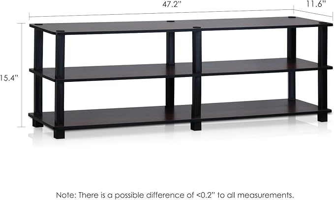 Furinno Turn-S-Tube No Tools 3-Tier Entertainment TV Stands Dark Cherry and Black