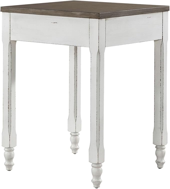 Liberty Furniture Magnolia Manor 4 Piece Opt L Shaped Writing Desk Set Keyboard Tray European Traditional Home Office - Antique White &amp Weathered Bark Oak Wood