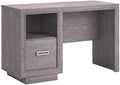 Pemberly Row Contemporary Engineered Wood Desk Ashen Oak Finish 47 in Wide with File Drawer Open Shelf Cord Management System Modern Home Office or Workspace Furniture