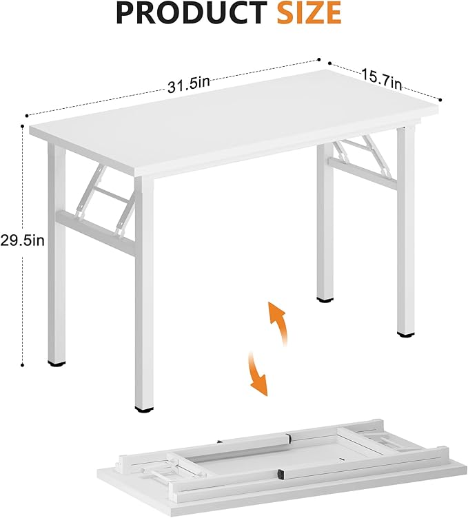 Folding Desk 31.5 inch No Assembly Folding Desks for Small Spaces Sturdy Foldable Computer Desk Multi-Purpose Home Office Desks Study Writing Desk Office Table Workstation for Home Office Outdoor