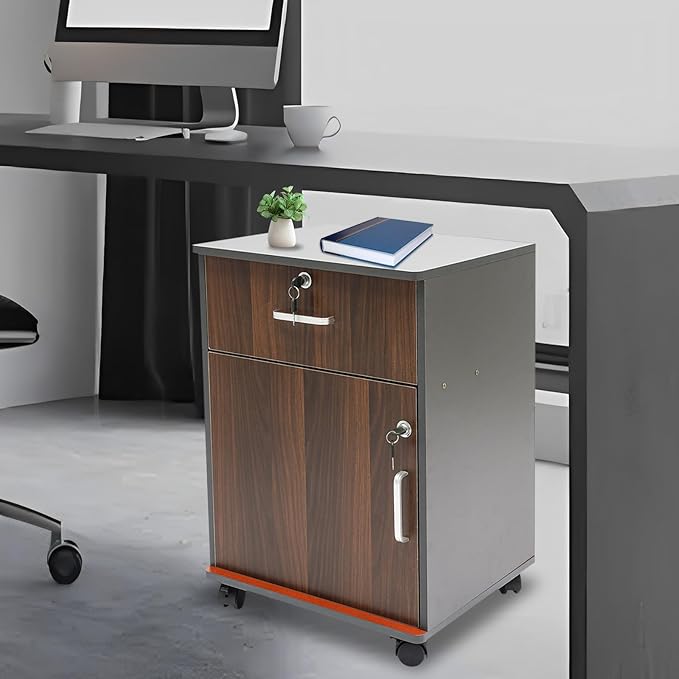 Mobile File Cabinet Rolling Printer Stand with Open Storage Shelf abric Lateral Filing Cabinet fits A4 or Letter Size for Home Office Black