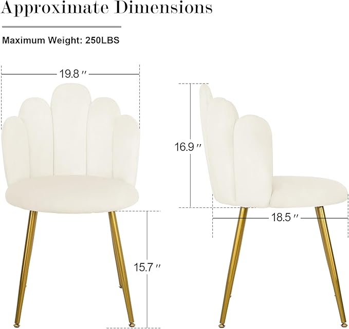 Vanity Chair for Makeup Room - Midcentury Modern Accent Chair for Living Room Bedroom Makeup Chair with Back Support Velvet Chair with Gold Legs (Cream)