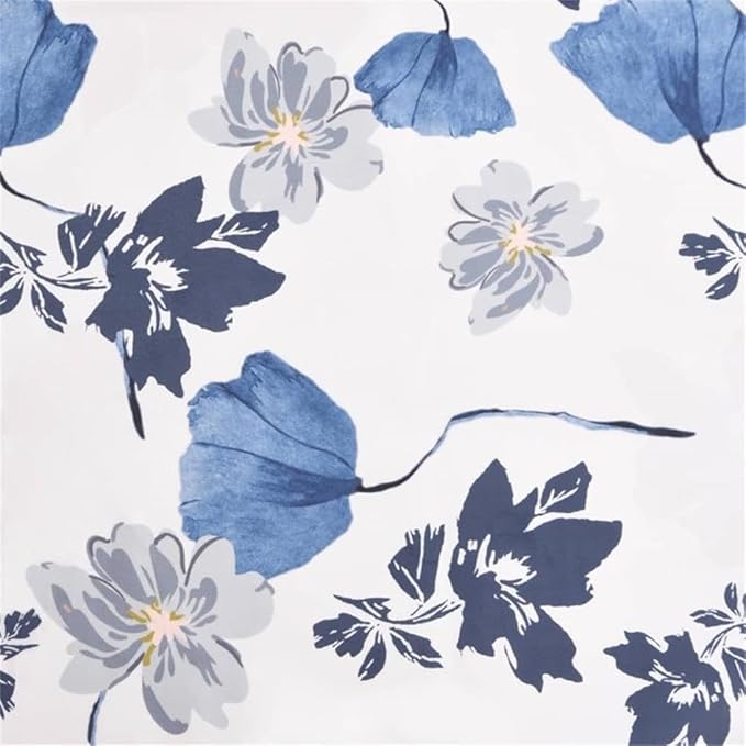 BOWERY HILL Floral Polyester and Solid Wood Slipper Chair Blue and White Upholstered Seat 25.2 x 18.9 x 28.3 in Comfortable Reversible Cushion Modern Accent Chair for Living Room or Bedroom Use