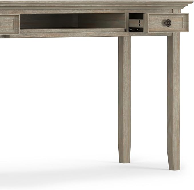 SIMPLIHOME Amherst Desk - 54-Inch Wide Solid Wood Writing Desk in Distressed Grey Transitional Home Office Computer Table for Workspace or Study with 2 Drawers and Flip-Down Keyboard Tray