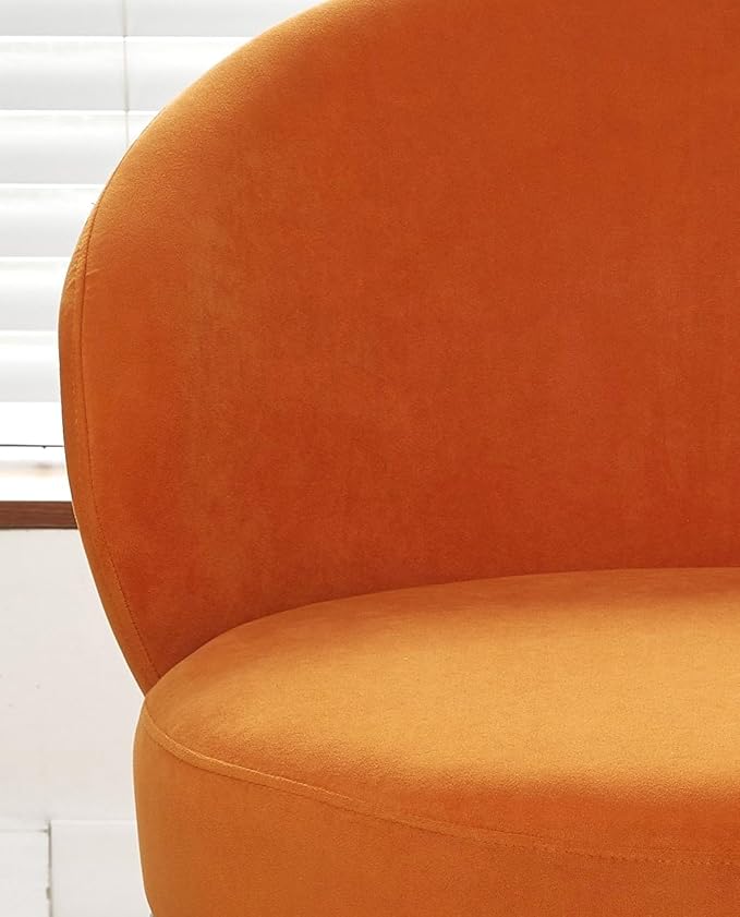 Modern Velvet Accent Chair with Channel Back Design Black Metal Legs and Soft Upholstery Comfortable Seating for Living Room Bedroom or Office Red Orange