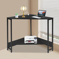 Corner Computer Desk L Shaped Desk with Outlets and USB Ports 90 Degree Triangle Corner Table Compact Home Office Triangle Table for Home Office Bedroom (Black)
