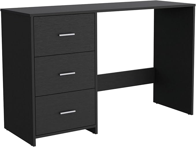 Stylish 3 Drawer Black Writing Desk for Home Office &amp Remote Learning