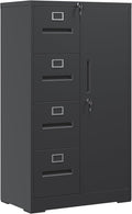 4 Drawer Small Metal Vertical File Cabinet with Lock Under Desk Locking Storage Drawers Organizer Filing Cabinets for Home OfficeBlack