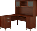 Bush Furniture Somerset 60W L Shaped Desk with Hutch in Hansen Cherry