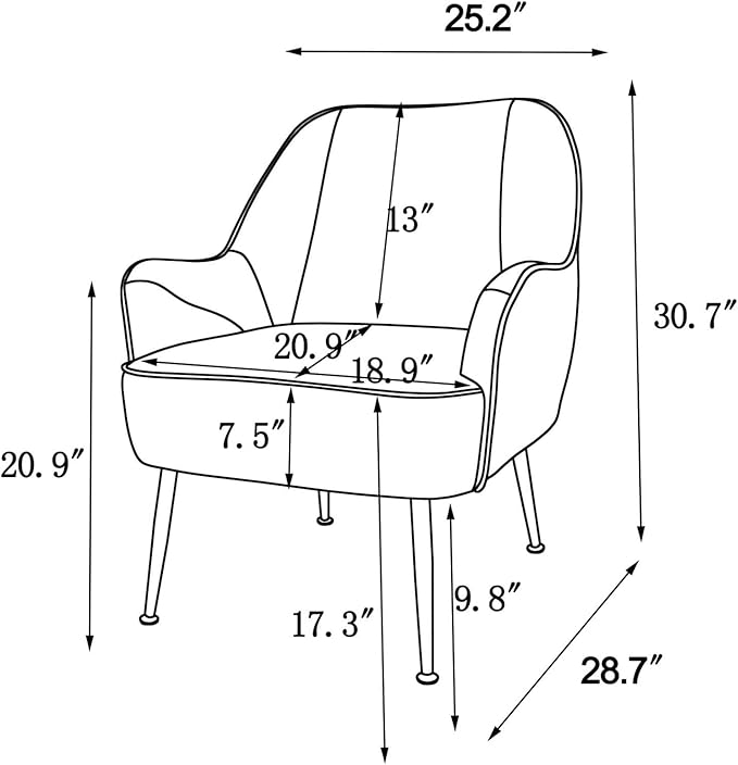 Velvet Accent Chair Set of 2Modern Comfy Upholstered Armchair Cozy Single Sofa Chairs with Gold Metal Legs for Living RoomReadingBedroomOffice(Beige)