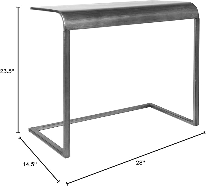American Art Decor Silver Mobile Portable &amp Compact Home Office C-Shaped Desk