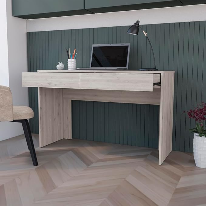 Home Office Desk Computer Desk Aberdeen Two Drawers Light Gray Finish