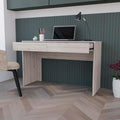Modern Light Gray Computer Desk with Two Drawers - Sleek Home Office Solution