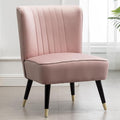 Modern Velvet Accent Chairs Reading Chair Cozy Curved Wingback Leisure Chair Upholstered Single Sofa Chair for Living Room Dining Room Bedroom Dressing Table Office (Pink)