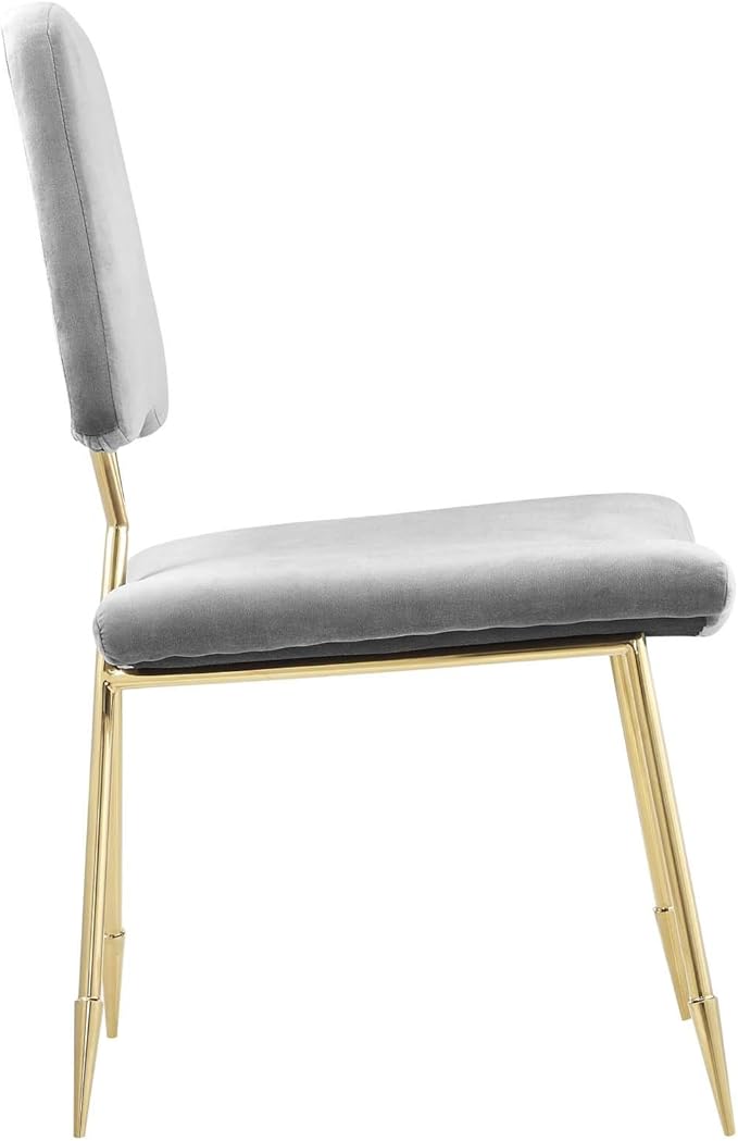 Modway Ponder Mid-Century Modern Performance Velvet Set of Two Dining Chairs in Gray