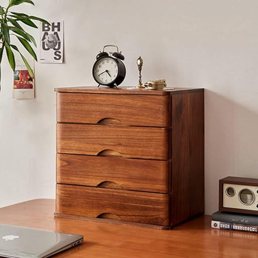 Wooden Desktop Storage Box - Drawer Type Office File Storage Cabinet Solid Wood Sundries Storage Cabinet Office Supplies A4/Receipt File Organizer Flat File Cabinet (Color : A)