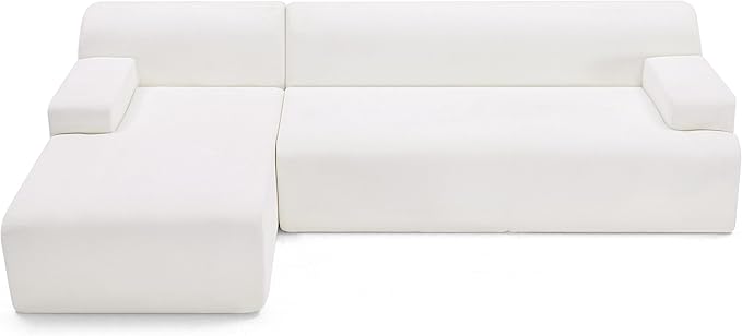 107 Modular Sectional Cloud Couch Boneless couches Sponge sectionals for Living Room High Density Sponges Sofa Modular L-Shape with Chaise White