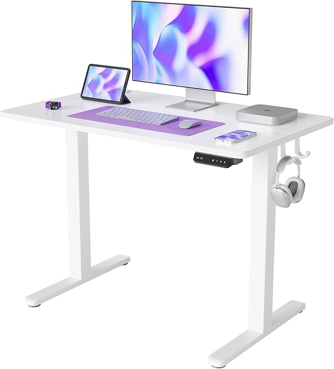 FEZIBO 40x24 Electric Height Adjustable Standing Desk Ergonomic Sit-Stand Home Office Workstation White