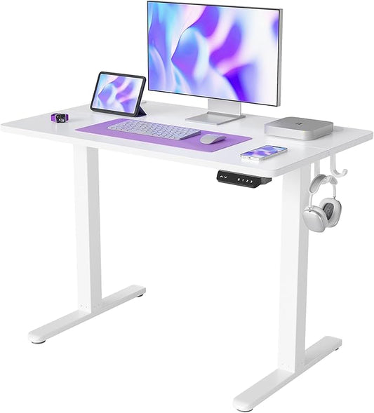 FEZIBO 40x24 Electric Height Adjustable Standing Desk Ergonomic Sit-Stand Home Office Workstation White