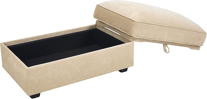 Movable Storage Ottoman for Modular Sectional Sofa Modern Oversized Upholstered Chenille Sofa for Living Room Bedroom Office Apartment Wheat
